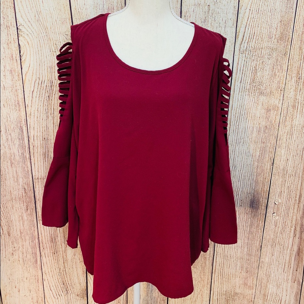 COPY - Women’s Spense Bell Sleeve Maroon Blouse